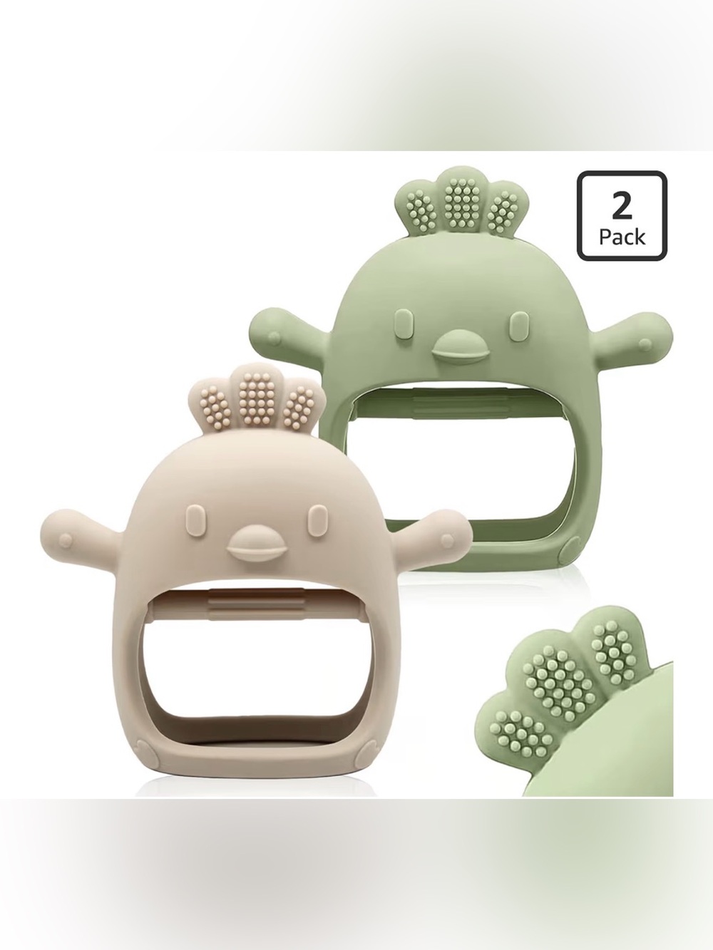 Silicone Teething Mittens, 2-Pack, Wrist, Hand Teethers